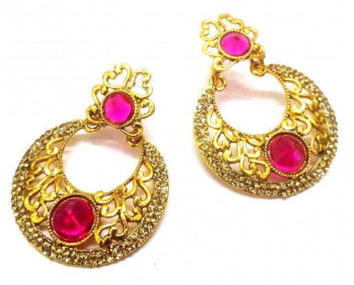 Gold Earring Jhumka Chand Bali Fashion Jewelry Boho Chic Drop Dangle Long E60